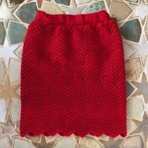 Kids stretchy waist red handmade vintage woven skirt